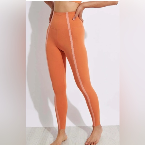 Nike Yoga Orange Luxe Dri Fit High-Waisted 7/8 Eyelet Leggings Women’s Size XXS - Picture 1 of 4